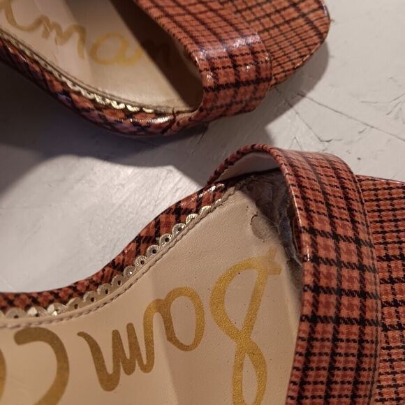 SAM EDELMAN Women's 7 Strappy YARO 4" Heels Strap Pink PLAID - Picture 3 of 8